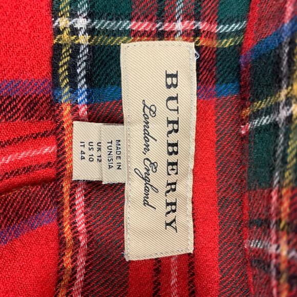 BURBERRY LONDON Size 10 Red Multi-Color Wool Plaid Button Up Shirt - Picture 5 of 5